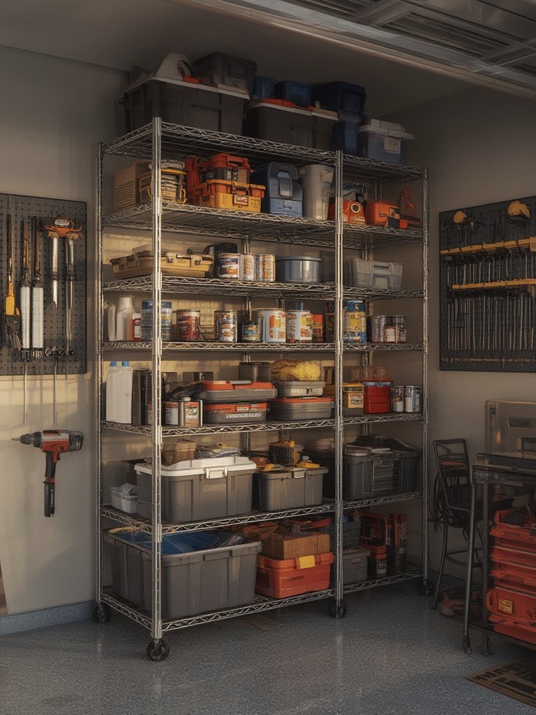 Garage Shelving: 5 Ultimate Steps For Amazing Storage Solutions (2026) 2 garage shelving steel storage used for gardening and utility items in a family garage